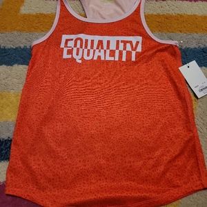 NWT Girls Size M(8) Tek Gear "Equality" Tank Top Orange & White